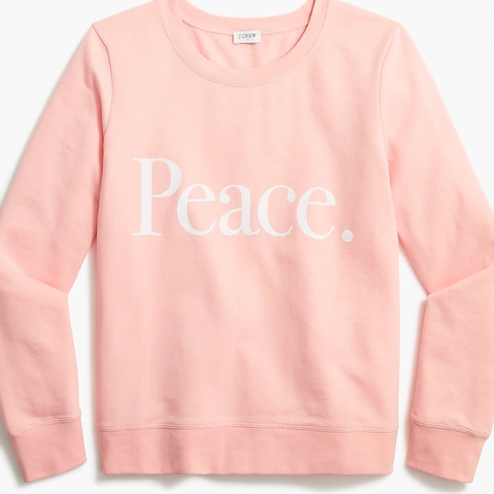 J. Crew Pink Sweatshirt with White 'Peace' Print